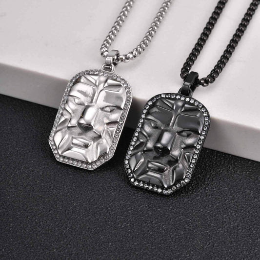 Kemstone Black Mask Leopard Pendant Necklace for Men Stainless Steel Gothic Face Jewelry PN-2350