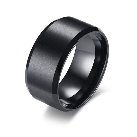Kemstone Black Minimalist Ring – Polished Stainless Steel, Customizable Band R-400