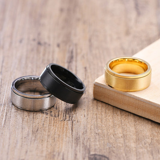 Kemstone Titanium Steel Spinner Ring – Minimalist Men’s Jewelry Ring R-394