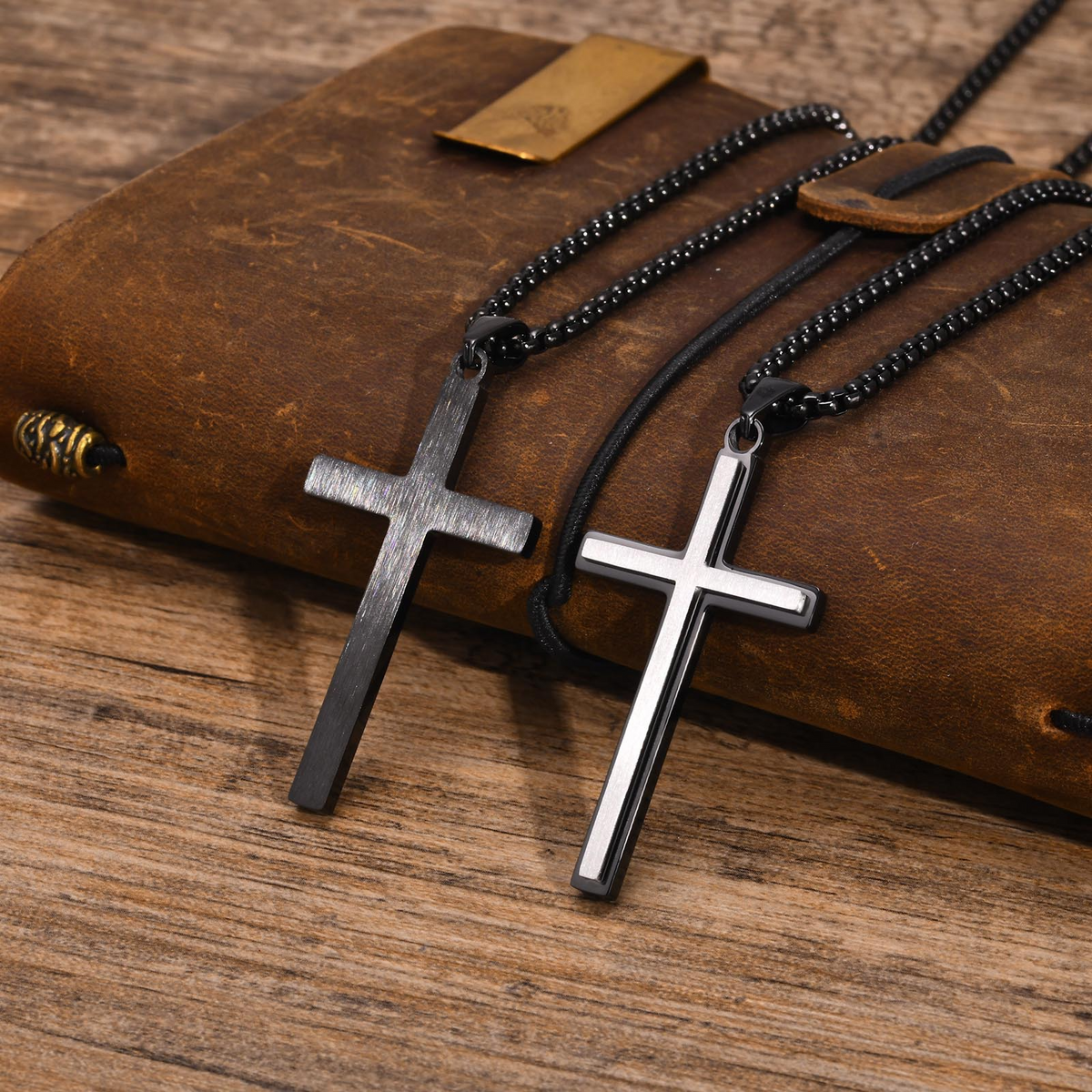 Kemstone Brushed Cross Necklace for Men Stainless Steel PN-1929