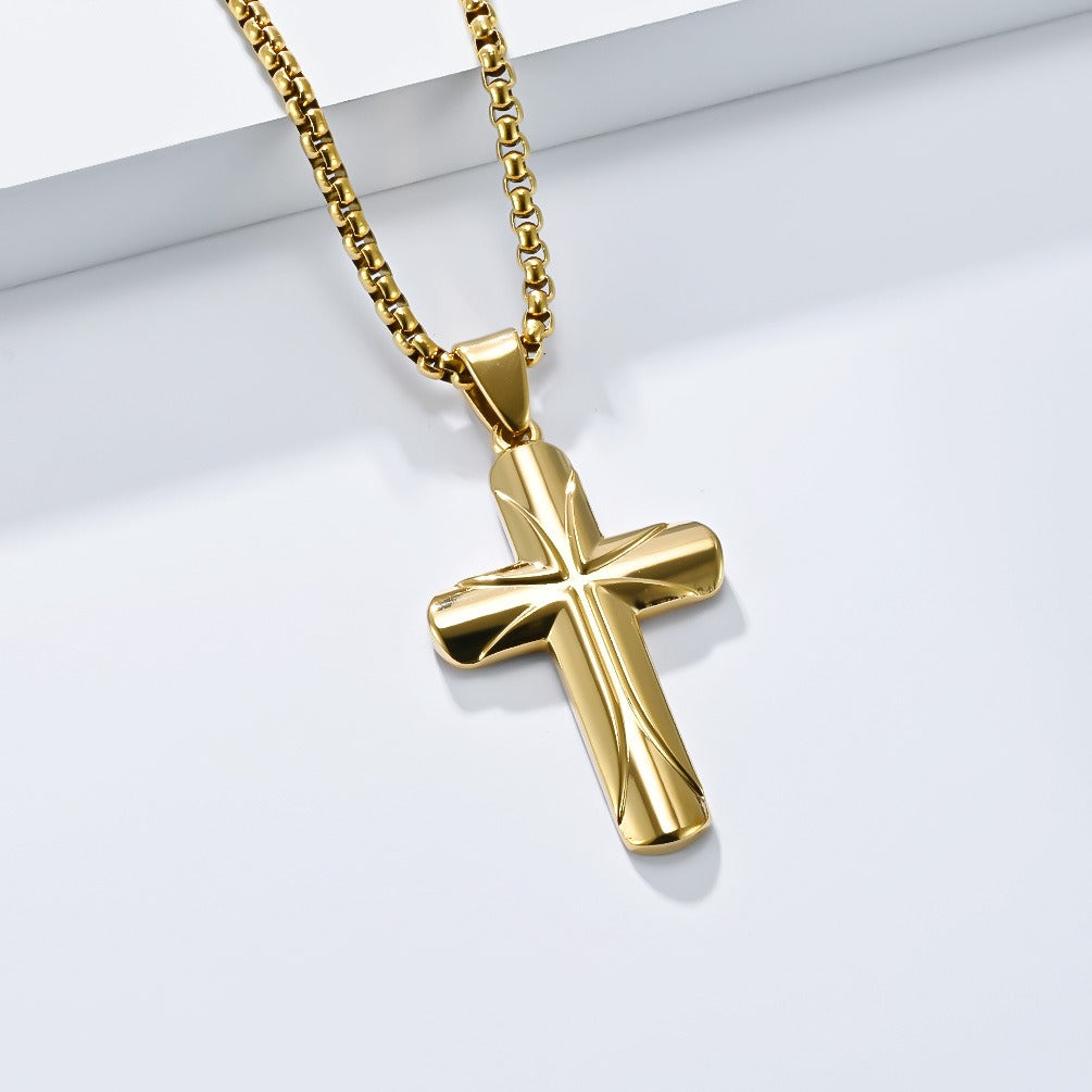 Kemstone Stainless Steel Minimal Cross Pendant Necklace for Men K-PT622