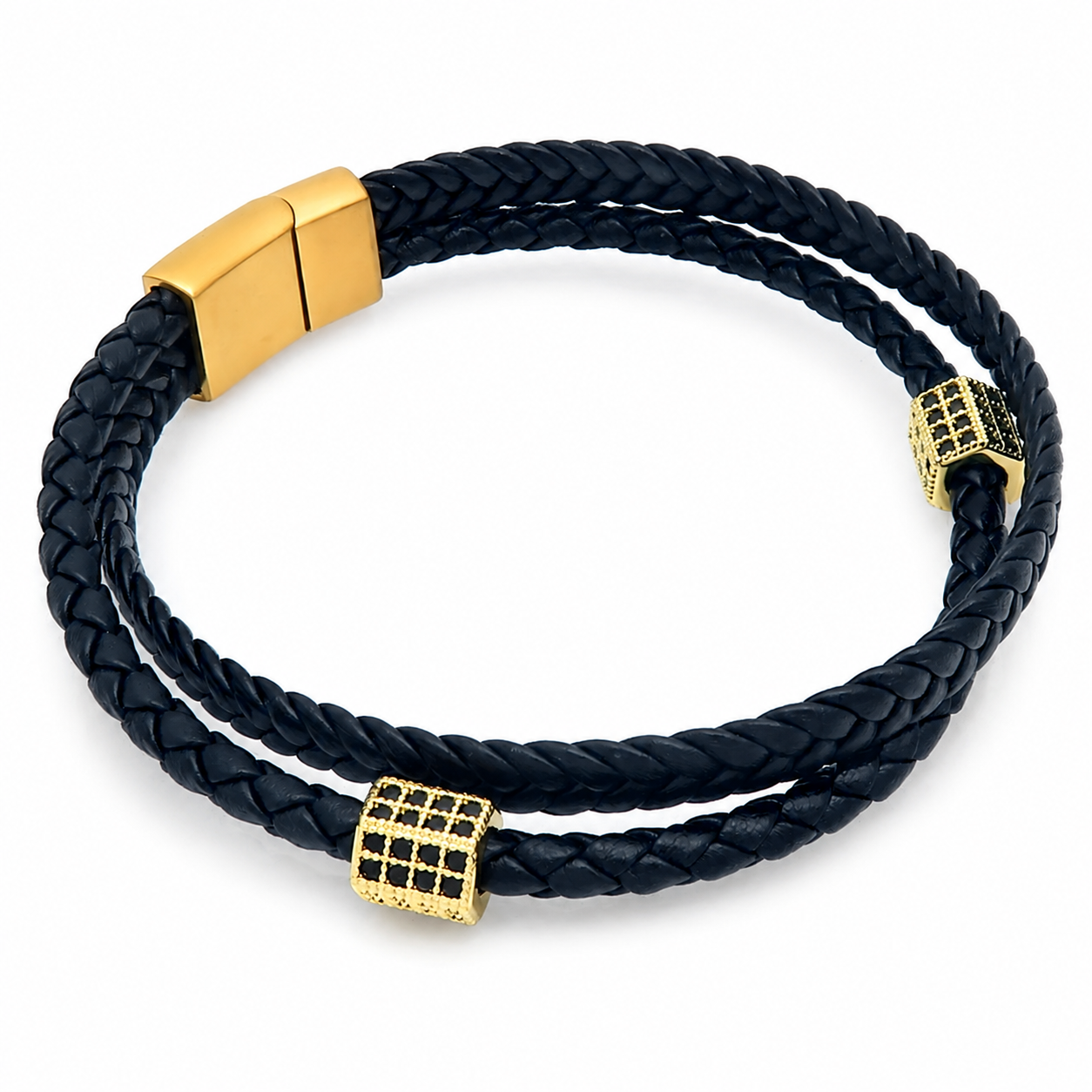 Kemstone Double Layer Braided Leather Bracelet for Men Copper Accent KB214771-SJ
