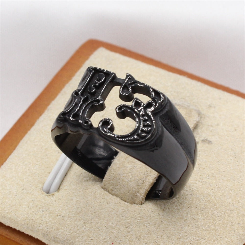 Kemstone Number 13 Ring for Men Titanium Steel Gothic R1803