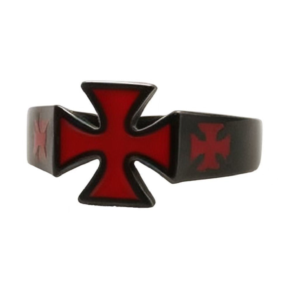 Kemstone Flared Cross Ring for Men Titanium Steel Vintage Contrast R7004