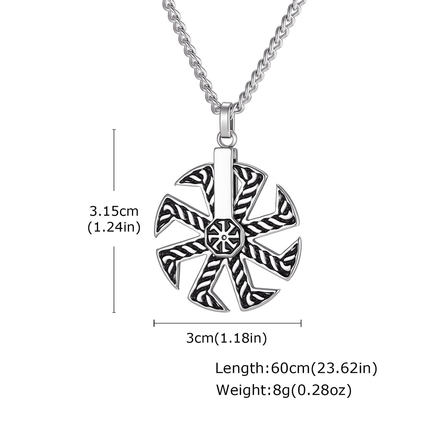 Kemstone Geometric Spinner Pendant Necklace for Men Stainless Steel Eight Arm PN-2365