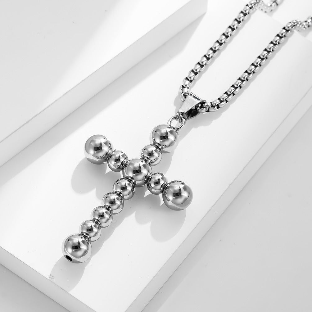 Kemstone Stainless Steel Beaded Cross Necklace for Men K-PT387