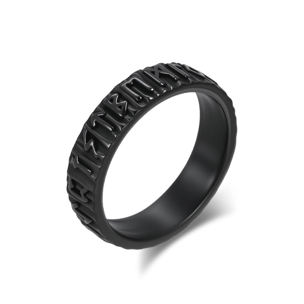 Kemstone Stainless Steel Viking Rune Ring for Men K-R1062