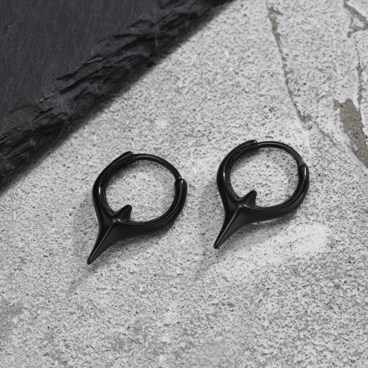 Kemstone Black Star Hoop Earring for Men Stainless Steel Four Point EH-829