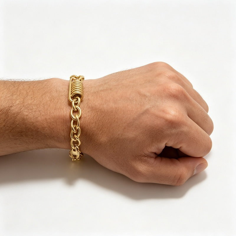 Kemstone Titanium Steel Coil Curb Chain Bracelet for Men KB146635-KLHQ