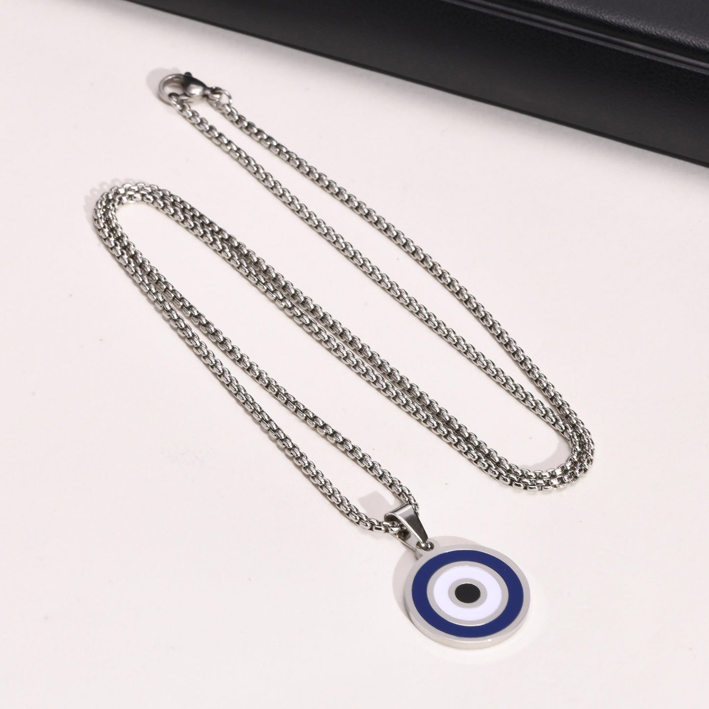 Kemstone Blue Eye Pendant Necklace for Men Stainless Steel Enamel Detail PN-1820