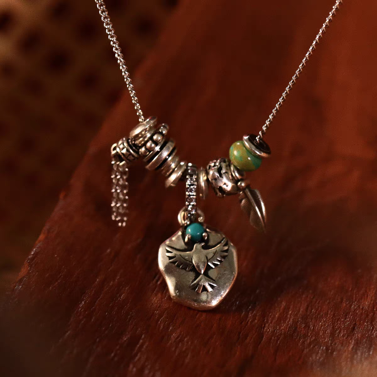 Kemstone Women’s Eagle Necklace – 925 Sterling Silver Turquoise Urban Nomadic Pendant EM-XXZON376