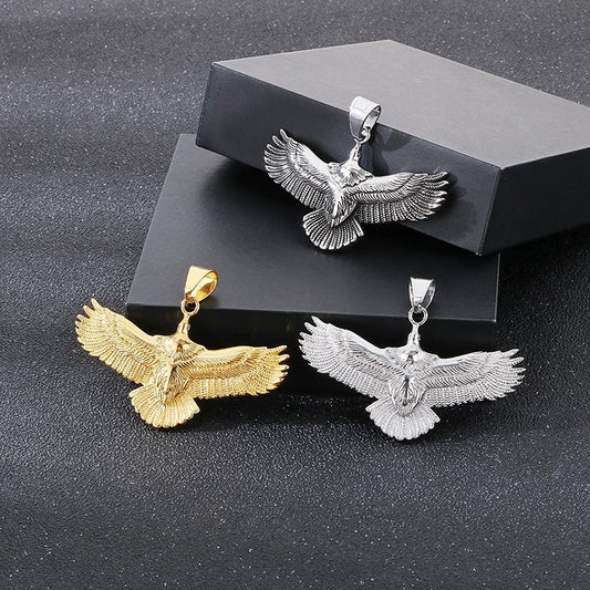 Kemstone Eagle Wingspan Pendant Necklace – 316L Stainless Steel Bold Men's Jewelry KP130928