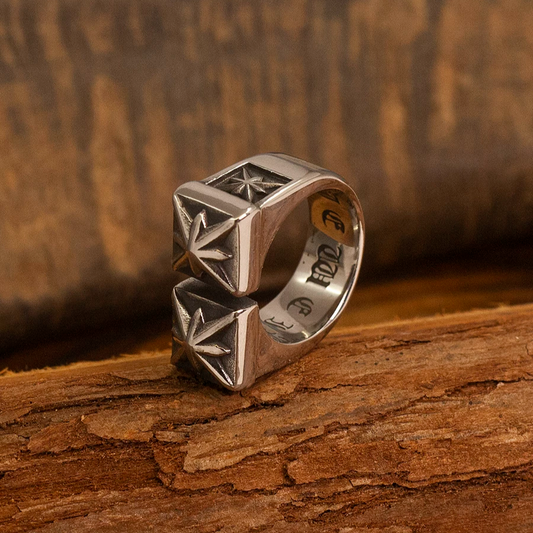 Kemstone Stellar Edge Ring – Bold Octagram Open Band for Men NWR-529339