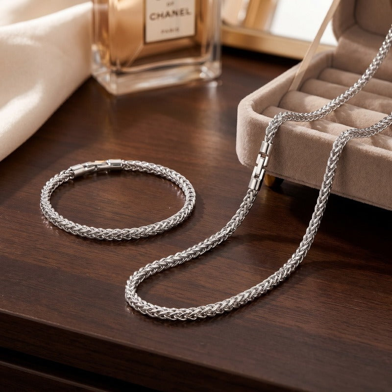 Kemstone Titanium Steel Braided Chain Bracelet for Men Textured Woven Link KB214403-KFC