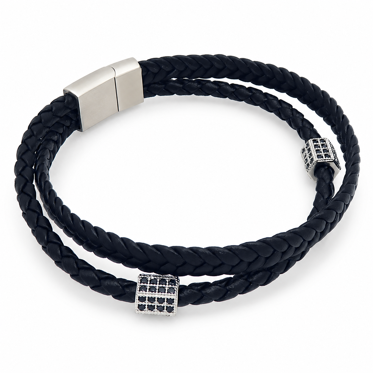 Kemstone Double Layer Braided Leather Bracelet for Men Copper Accent KB214771-SJ