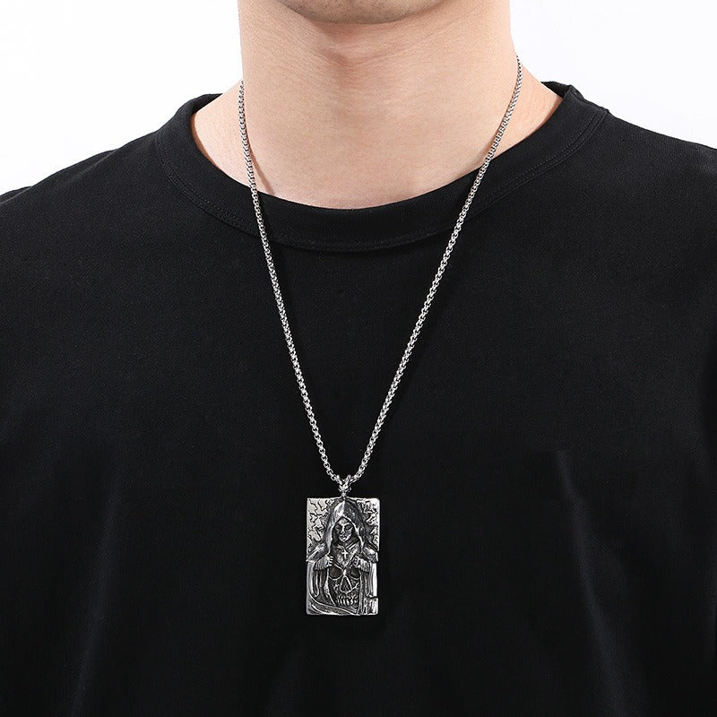 Kemstone Skull Pendant Necklace for Men Titanium Steel Vintage Claw Detail Relief KP48370-BD