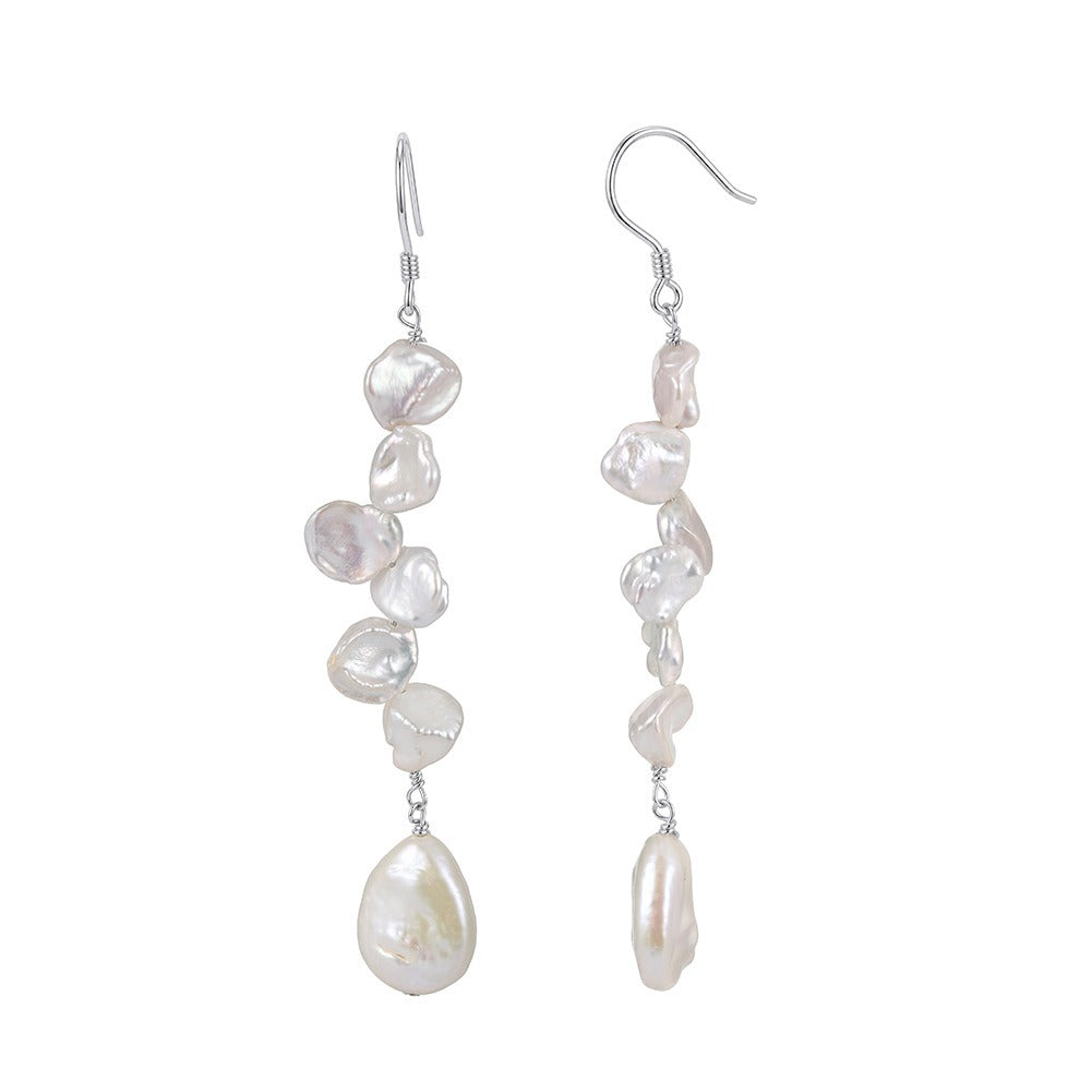 Kemstone Cascading Freshwater Pearl Drop Earrings for Women 925 Sterling Silver GPE158