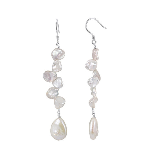 Kemstone Cascading Freshwater Pearl Drop Earrings for Women 925 Sterling Silver GPE158