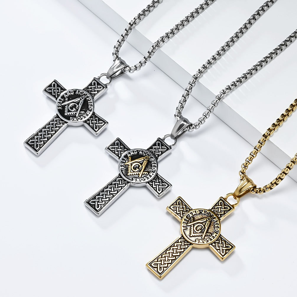 Kemstone Celtic Knot Cross Necklace for Men Stainless Steel Vintage K-PT569