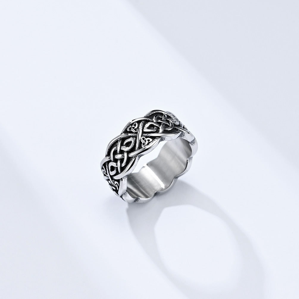 Kemstone Celtic Knot Wolf Ring for Men Stainless Steel Vintage Engraved K-R690