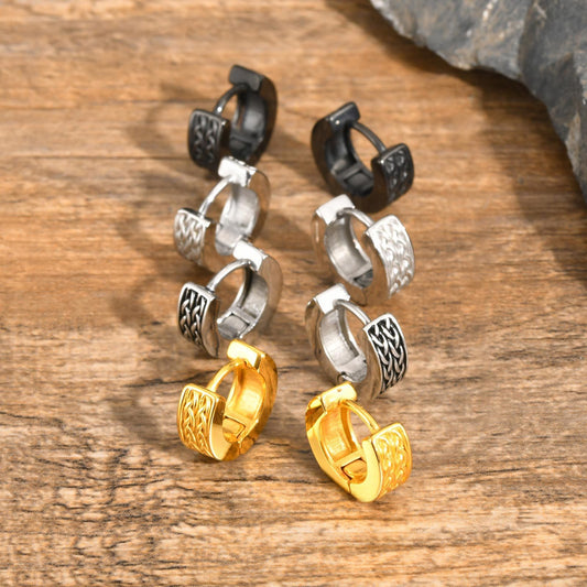 Kemstone Stainless Steel Celtic Knot Hoop Earrings for Men ES-606