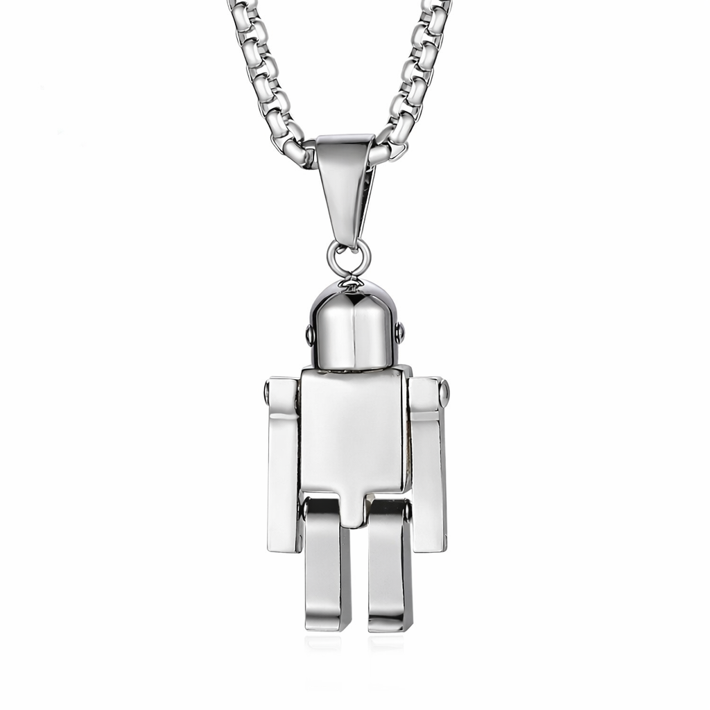 Kemstone Movable Robot Titanium Steel Pendant Necklace for Men – Hip Hop Figure K-PT191