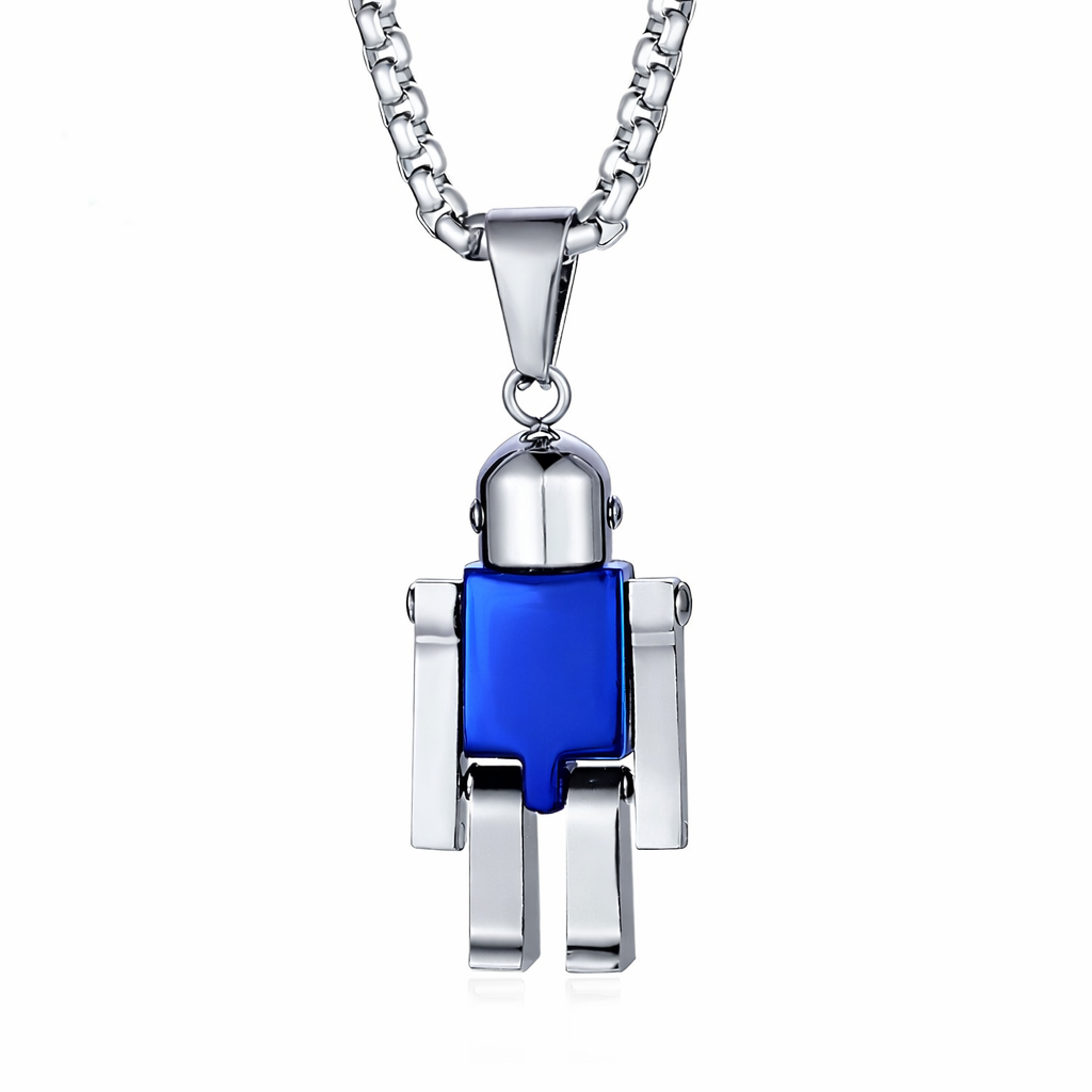 Kemstone Movable Robot Titanium Steel Pendant Necklace for Men – Hip Hop Figure K-PT191