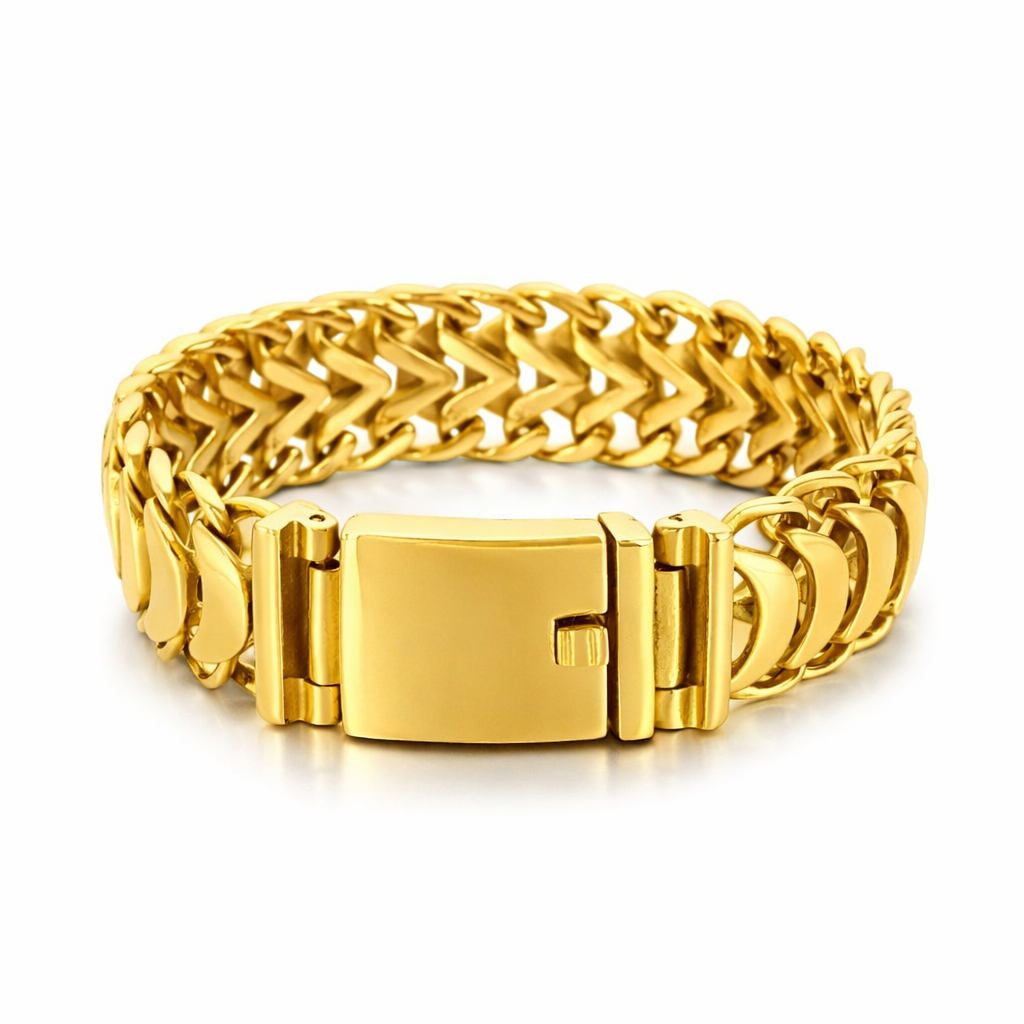 Kemstone Braided Dragon Bone Chain Bracelet for Men – Titanium Steel 19mm Hip Hop Style KB23390-D