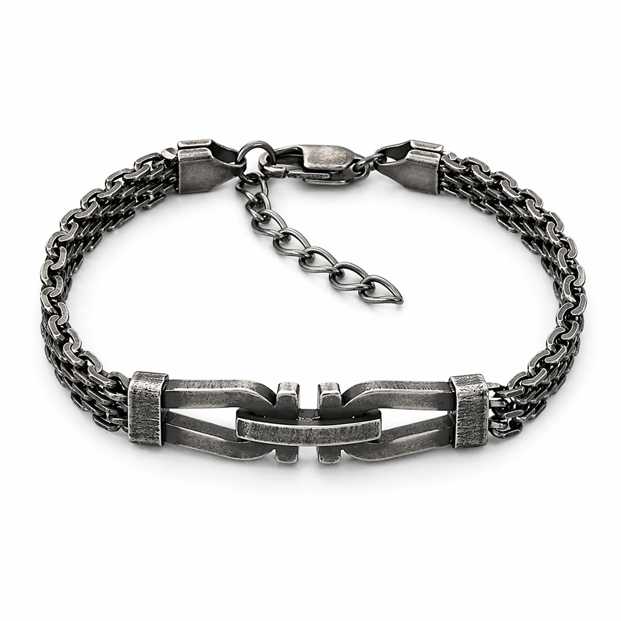 Kemstone Link Clasp Bracelet for Men Titanium Steel Woven Chain Adjustable KB212811-KFC