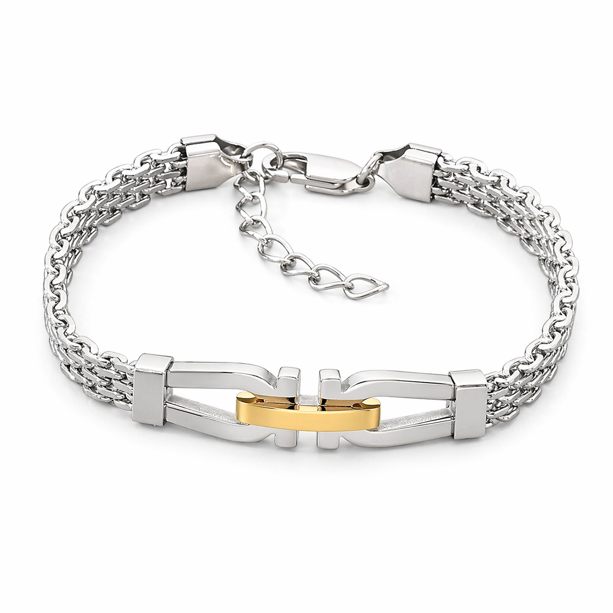 Kemstone Link Clasp Bracelet for Men Titanium Steel Woven Chain Adjustable KB212811-KFC