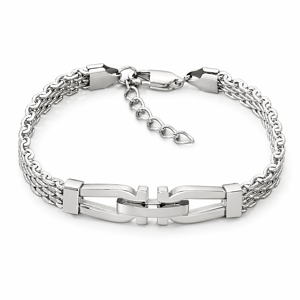 Kemstone Link Clasp Bracelet for Men Titanium Steel Woven Chain Adjustable KB212811-KFC