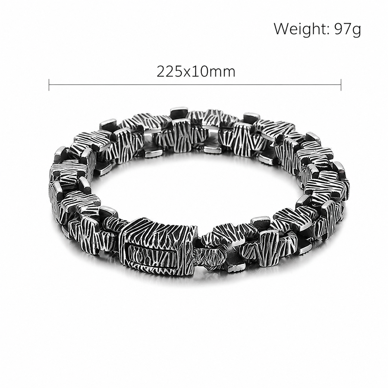 Kemstone Stainless Steel Cast Chain Bracelet for Men Hip Hop Streetwear KB125390-BDJX