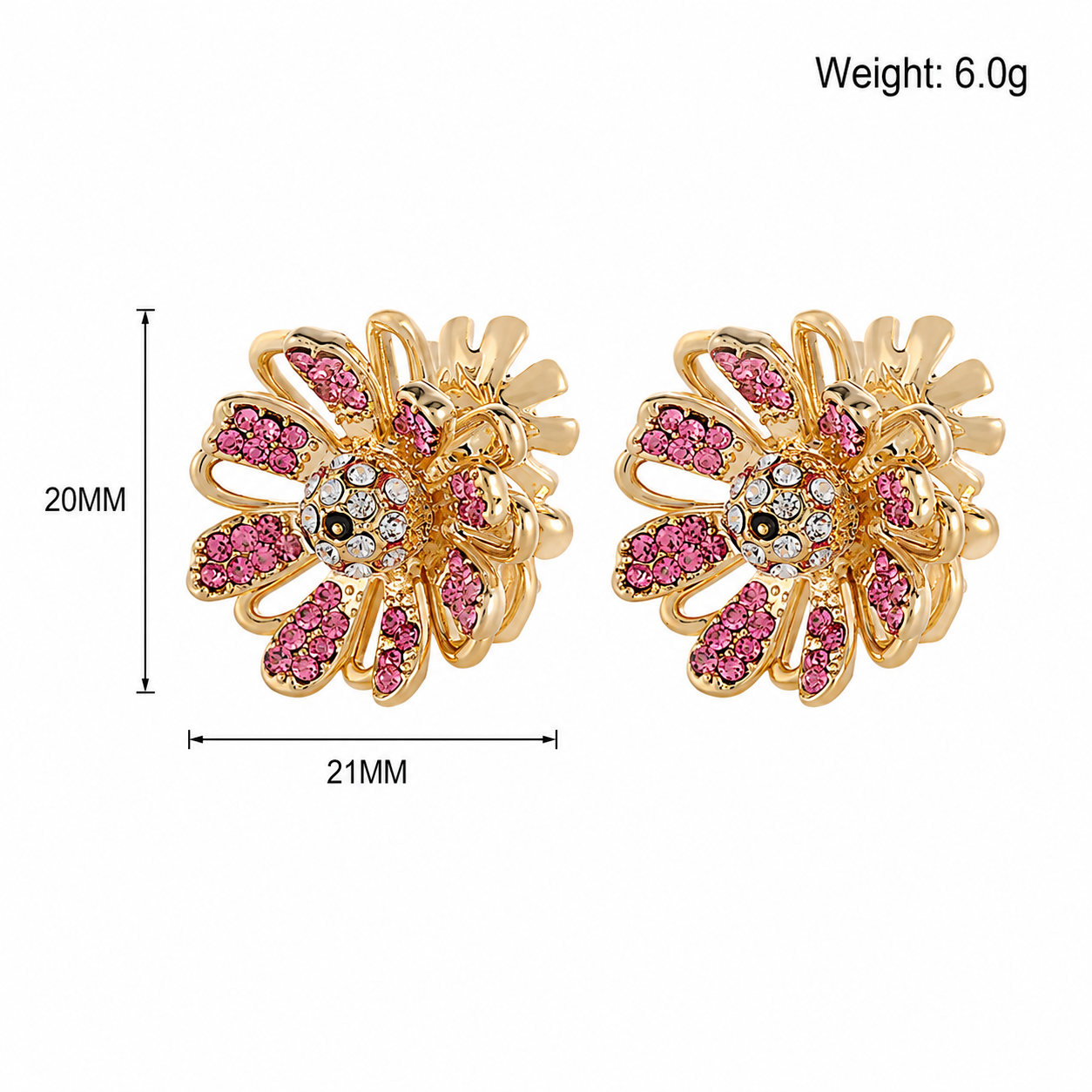 Kemstone Pink Flower Stud Earrings for Women Layered Floral D81723