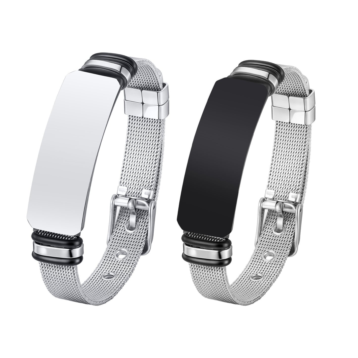 Kemstone Stainless Steel Mesh ID Bracelet for Men – Adjustable Watchband Style BR-2794