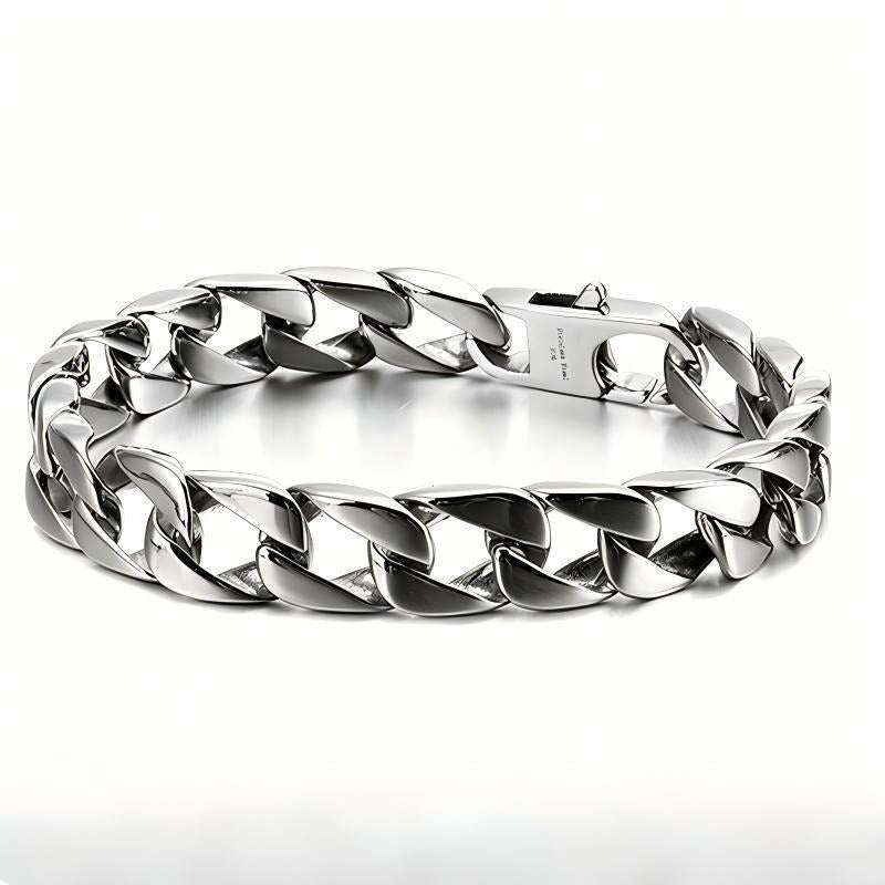 Kemston Titanium Steel Wide Cuban Link Bracelet for Men 11MM KB26873-D