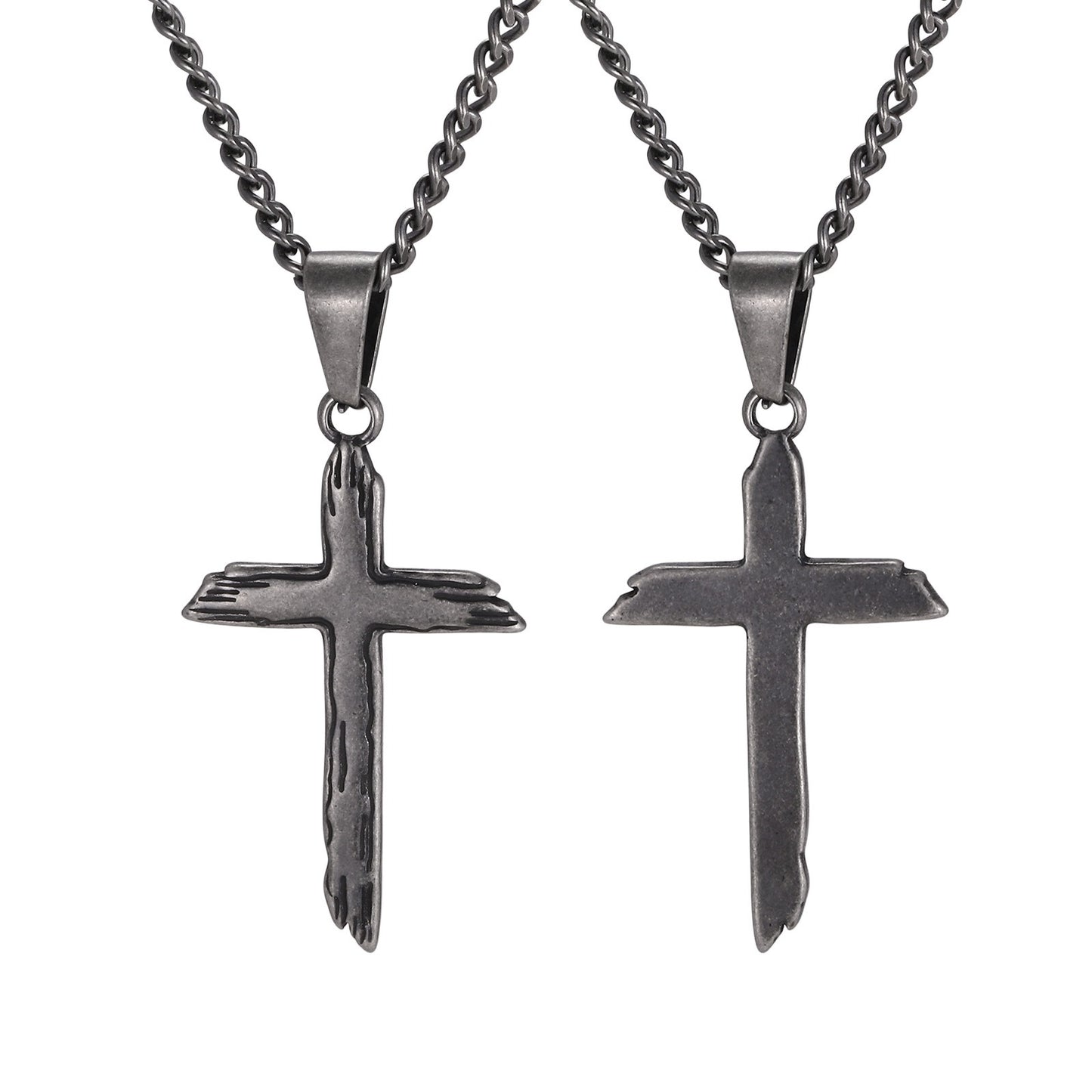 Kemston Stainless Steel Distressed Cross Pendant Necklace for Men Gothic Street PN-2368