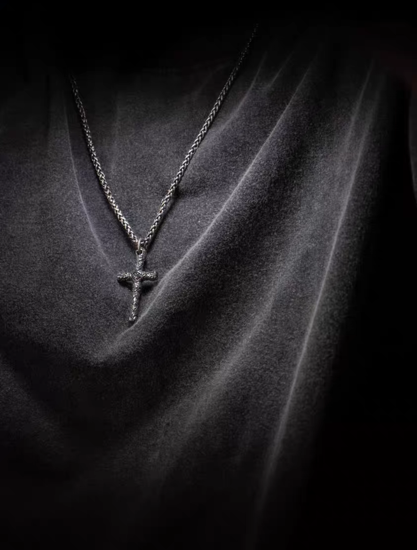 Kemstone Men’s Gothic Cross Necklace – Devil Eye Pendant, Titanium Steel NW-XL187