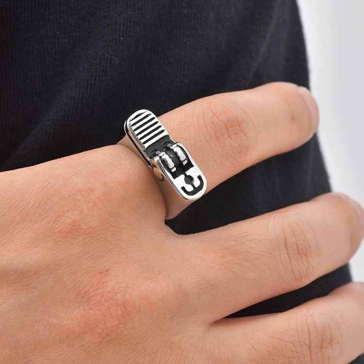 Kemston Stainless Steel Lighter Ring for Men Mechanical Street Punk Jewelry RC-1149
