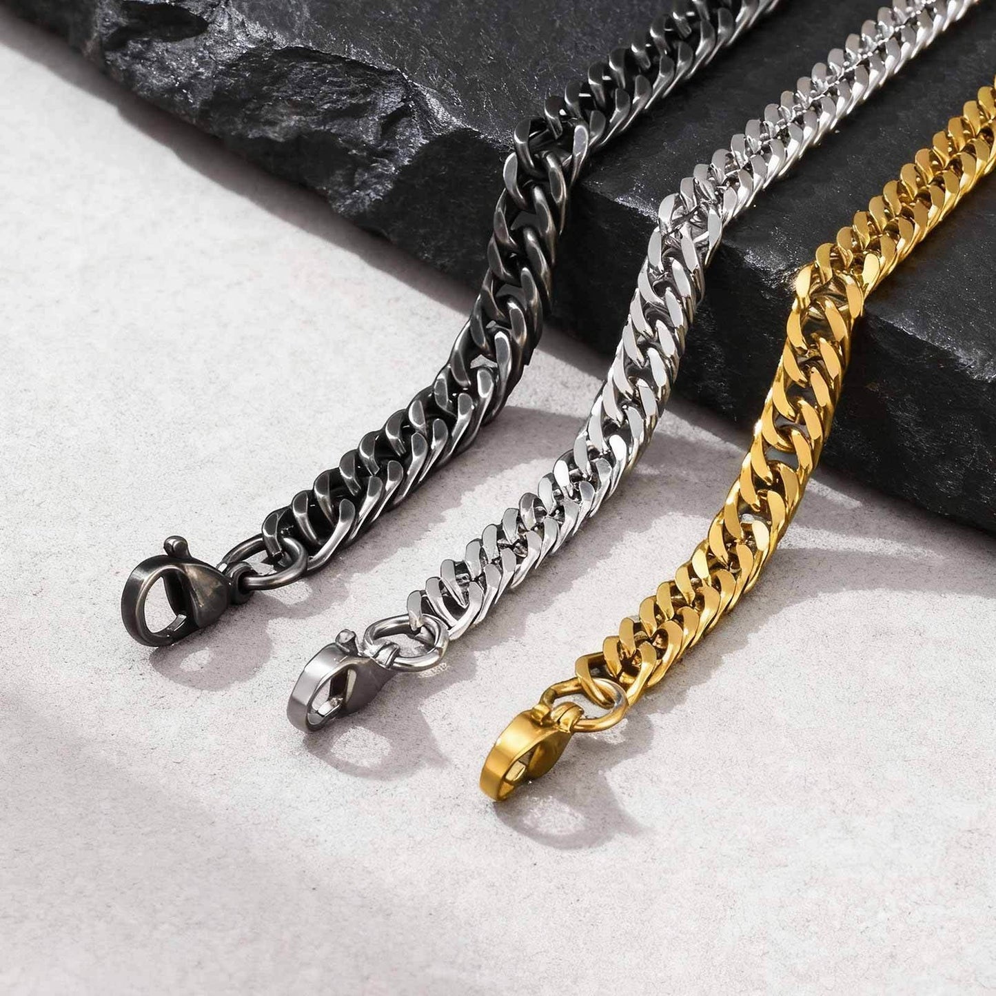 Kemstone Stainless Steel Cuban Link Bracelet for Men – 6mm Chain BR-1749