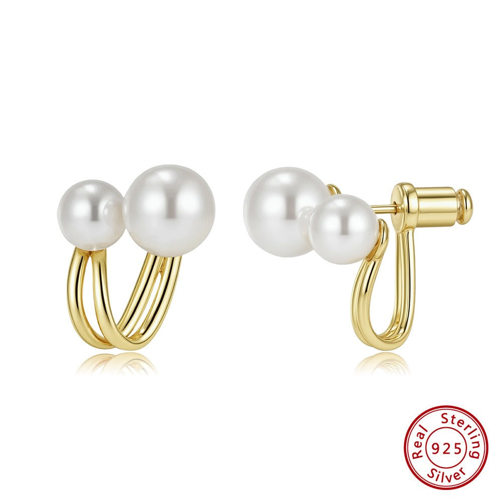 Kemstone 925 Sterling Silver Pearl Stud Earrings for Women PSE05