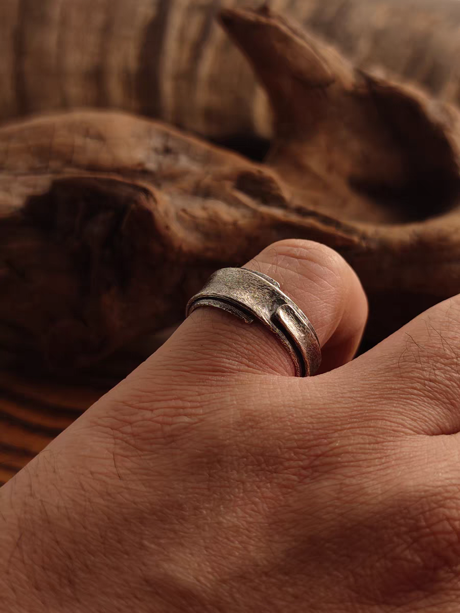 Kemstone S925 Sterling Silver Adjustable Vintage Grunge Ring – Retro Sound of Seattle for Men & Women NW-JZ259