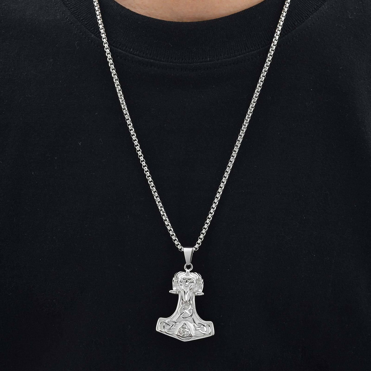 Kemstone Stainless Steel Thor’s Hammer Necklace for Men Gothic Viking PN-2218