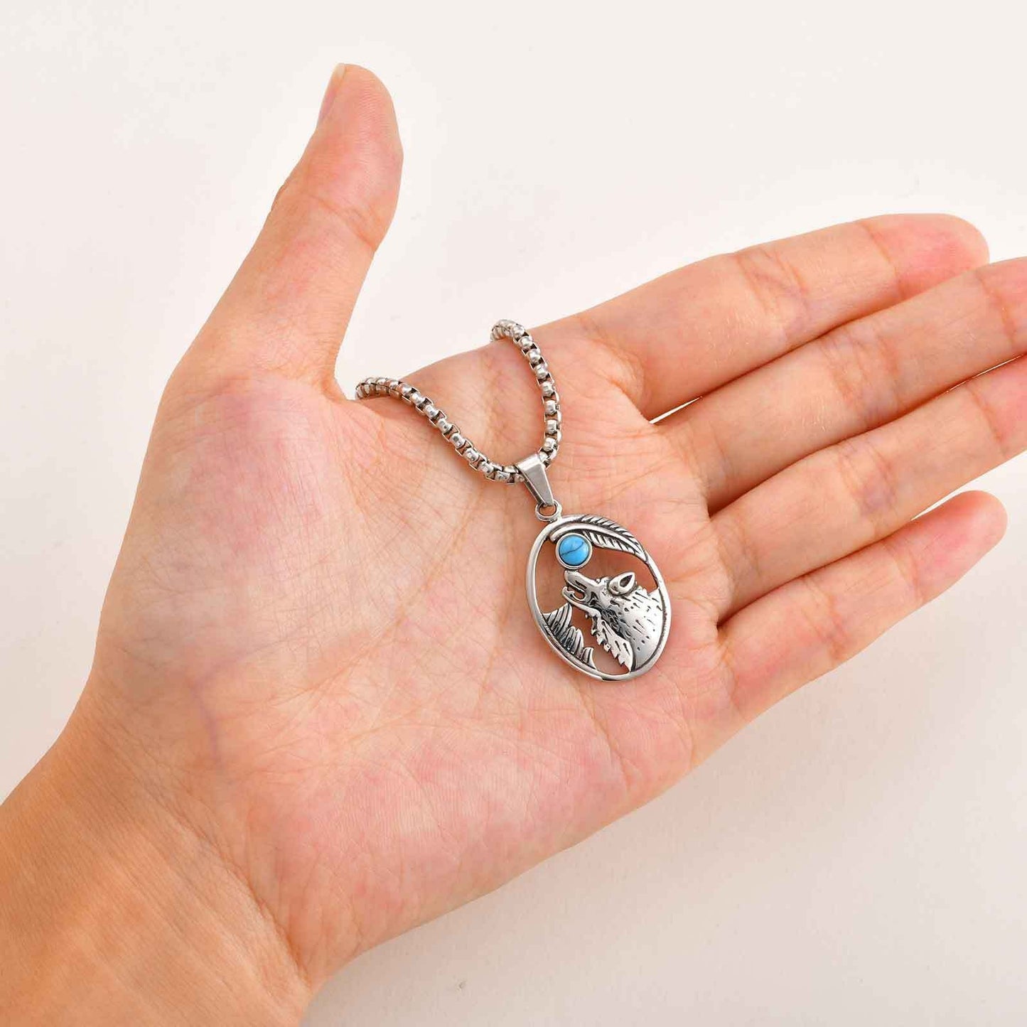 Kemstone Stainless Steel Wolf Head Pendant Necklace for Men Gothic Hip Hop PN-2231