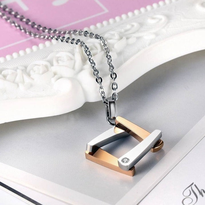 Kemstone Open Square Necklace for Men & Women Titanium Steel Two-Tone TN0052