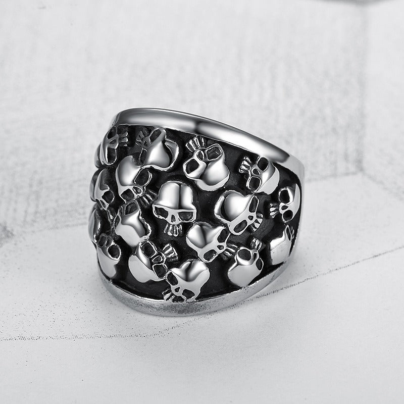Kemstone Multi Skull Ring for Men Titanium Steel Punk TR0177