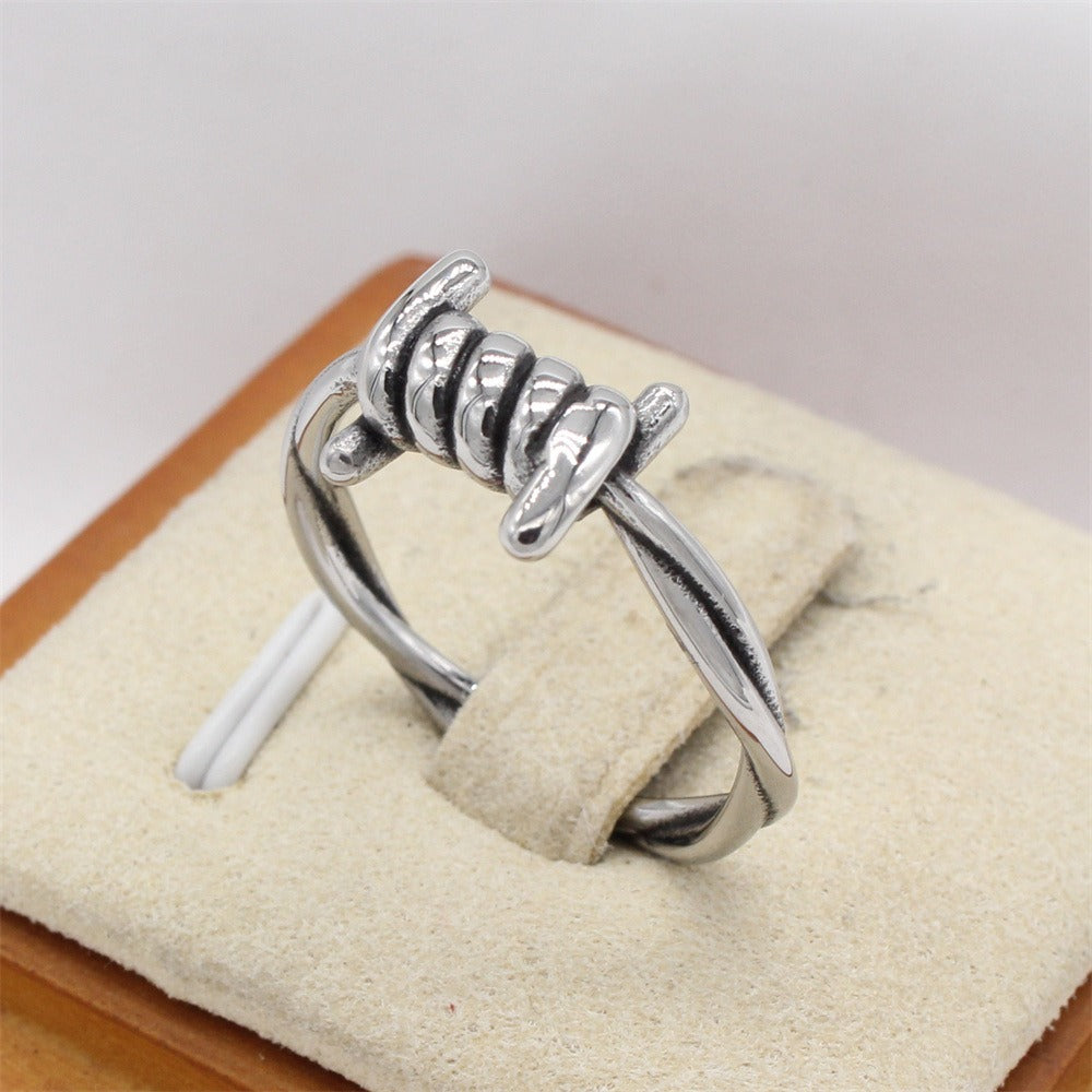 Kemstone Barbed Wire Ring for Men Titanium Steel Punk R1710