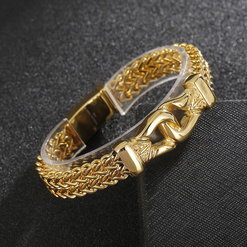 Kemstone Dragonbone Gold-plated Titanium Steel Bracelet for Men K-R1345