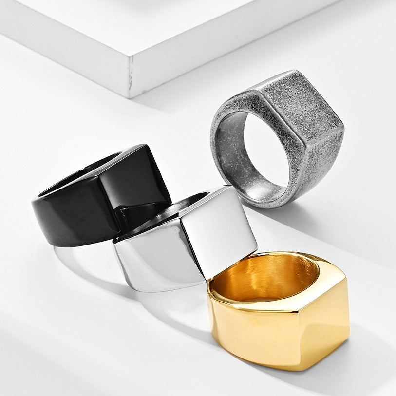 Kemstone Stainless Steel Square Signet Ring for Men K-R502