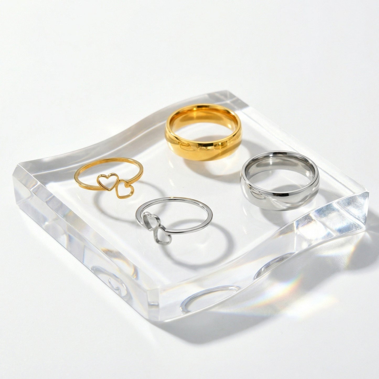 Kemstone Stainless Steel Heart-Shaped Couples Ring RC-1100