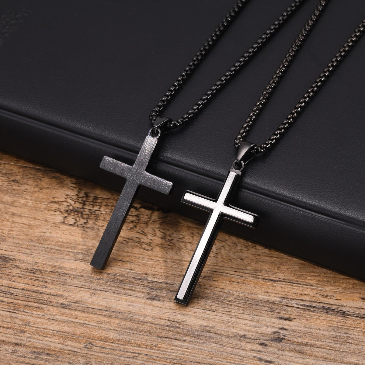 Kemstone Brushed Cross Necklace for Men Stainless Steel PN-1929